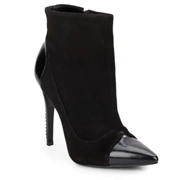 Alice + Olivia Dametrie Suede & Leather Ankle Heeled Boots Sz 6 - Picture 2 of 9